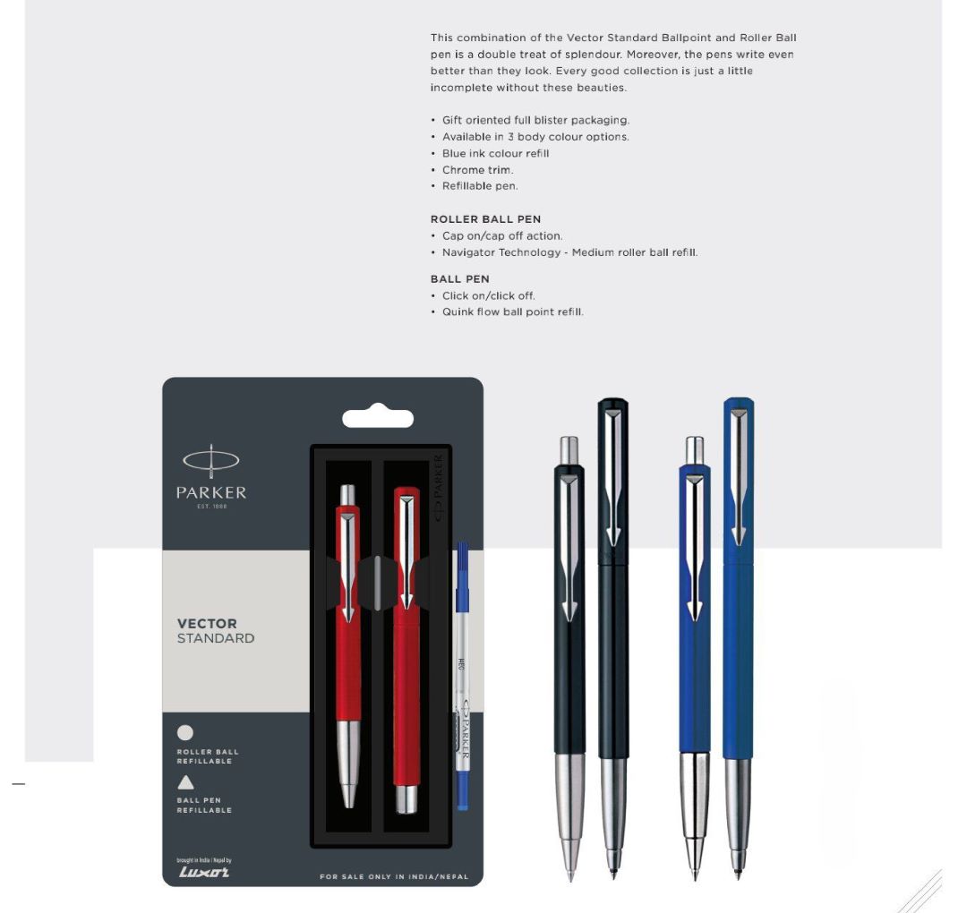 Parker Vector Standard Ball Pen & Roller Ball Pen Set